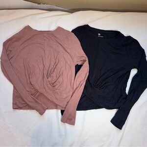 All in Motion Black and Pink Cropped Long Sleeve Tops